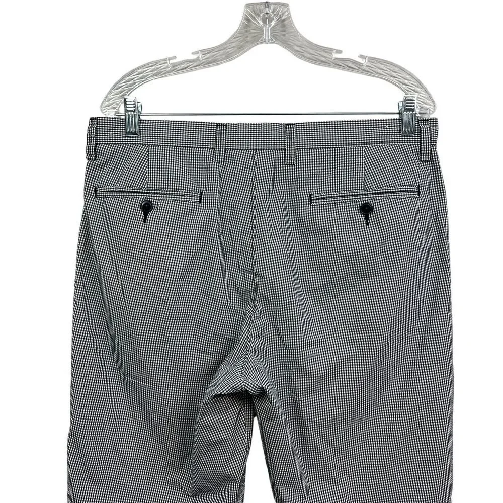 J. Crew Mens Bermuda Shorts Checkered Slash Pockets Black White Size W32*